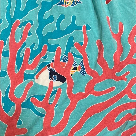 Tori Richard Vibrant Coral Reef Printed Dress Size Large - Picture 6 of 6